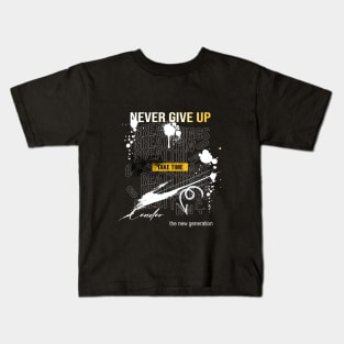 never give up typography street art graffiti slogan Kids T-Shirt